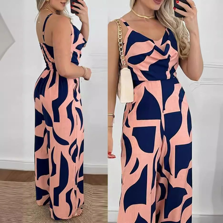Damen eleganter Jumpsuit mit Casino-Ärmeln und Drapierung R&B