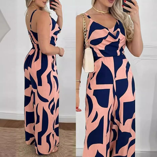 Damen eleganter Jumpsuit mit Casino-Ärmeln und Drapierung R&B
