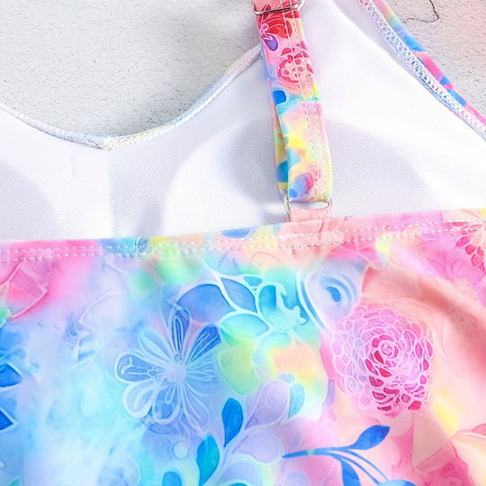 Damen Freizeit-Badeoberteil mit leichtem Rüschendesign und Shorts R&B