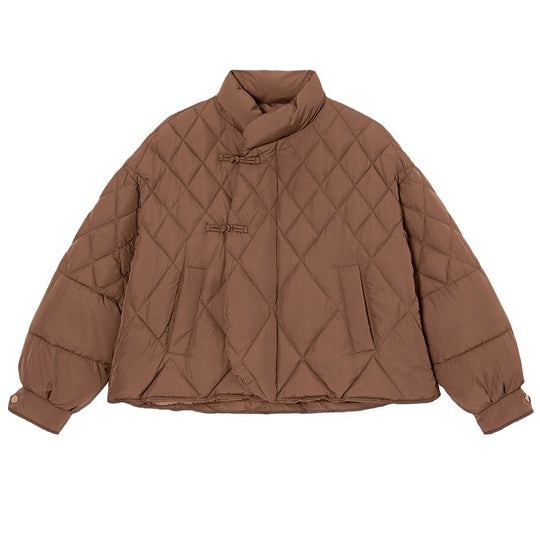 Damen gesteppte Jacke mit hohem Kragen und praktischen Druckknopfdetails R&B