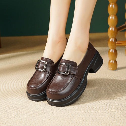 Damen elegante Mokassins mit modischem Schmuckdetail und komfortablem Blockabsatz R&B