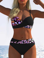 Damen Bikini mit gepolstertem Oberteil und hohem Taillenschnitt R&B