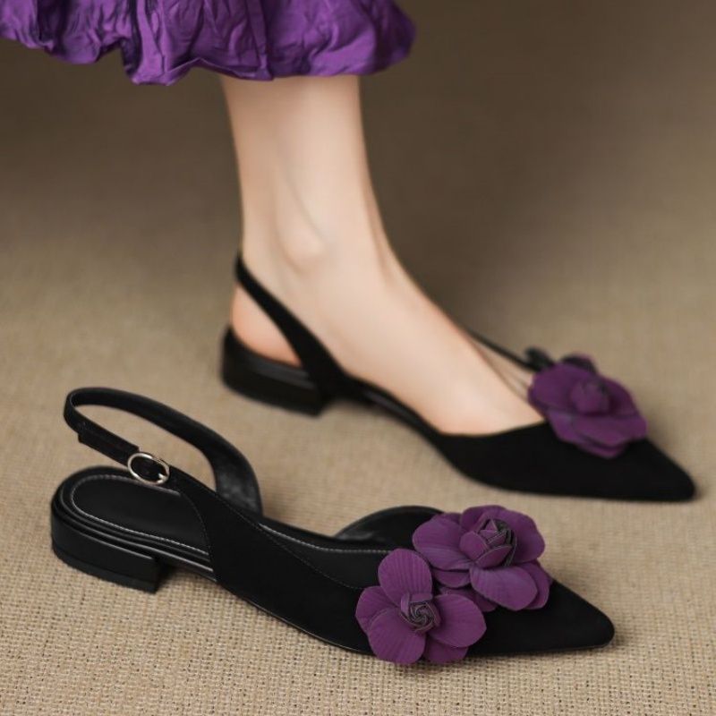 Damen Slingback Ballerinas mit floralem Dekor R&B