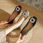 Damen Elegante Ballerinas mit funkelnder Schmuckschnalle