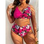 Damen Hochgeschnittener Bikini mit floralem Wickeldesign R&B