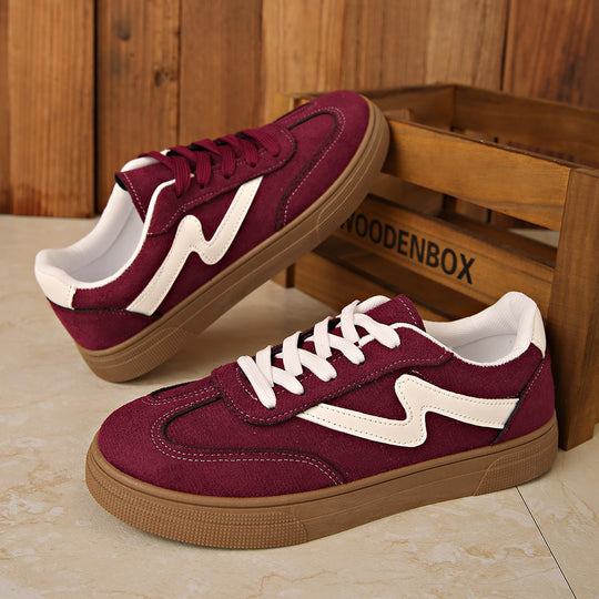 Damen Mode-Sneaker mit hochwertiger Veloursleder-Oberfläche und rutschfester Gummisohle R&B