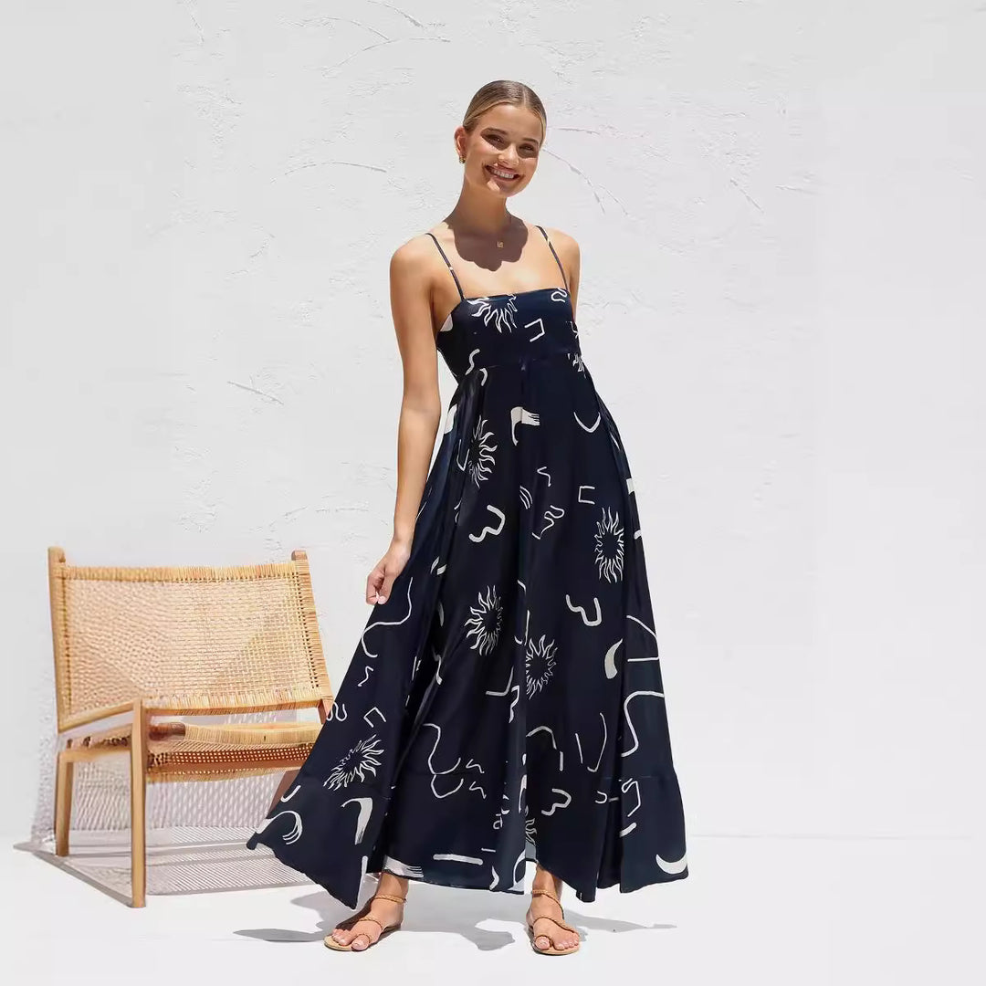 Damen Bohemian Maxikleid mit verspieltem Print und luftiger Silhouette R&B