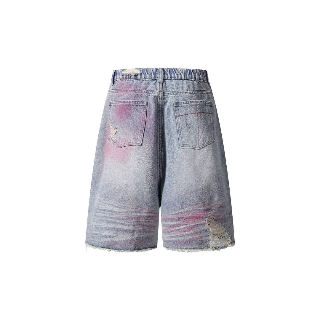 Damen Trendige Denim-Shorts mit einzigartigen Graffiti- und Destroyed-Details R&B
