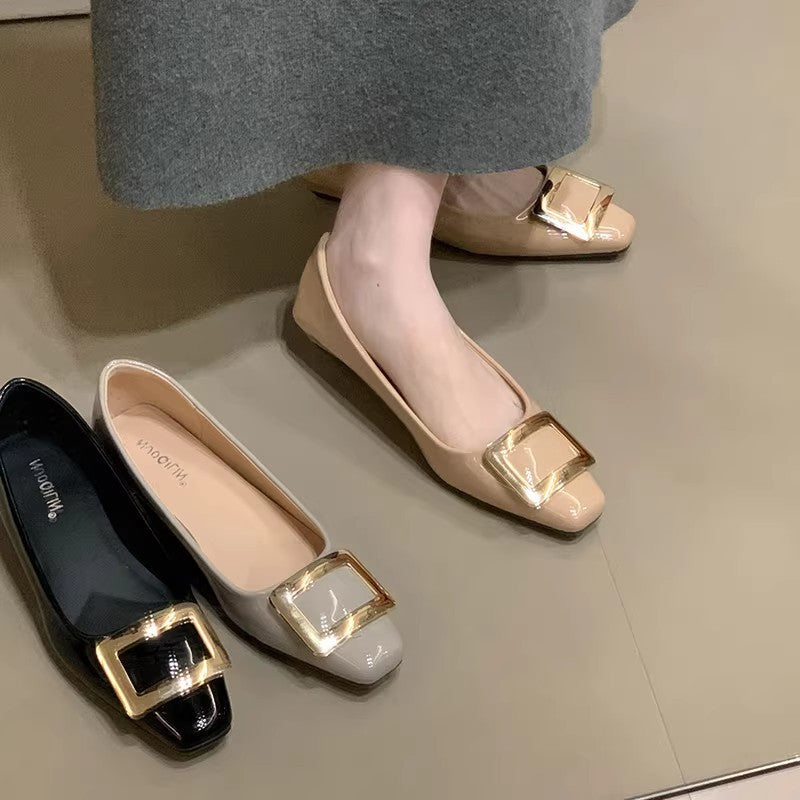 Damen Ballerinas mit eleganter Schnalle und hochwertiger Lackoberfläche R&B