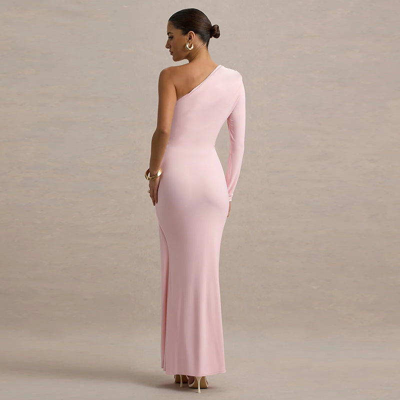 Damen Elegantes asymmetrisches Maxikleid mit Wickeldetail R&B