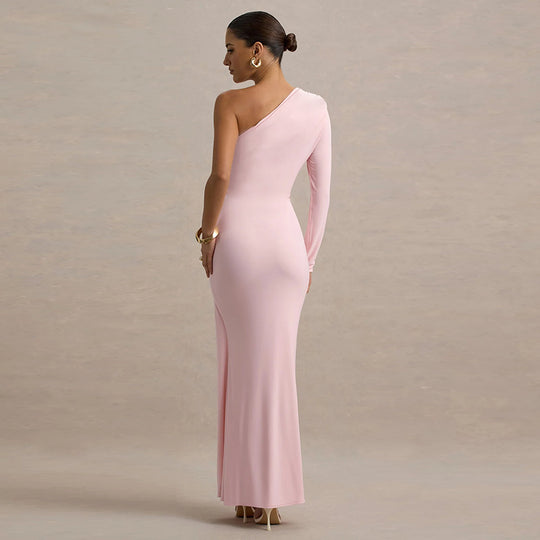 Damen Elegantes asymmetrisches Maxikleid mit Wickeldetail R&B