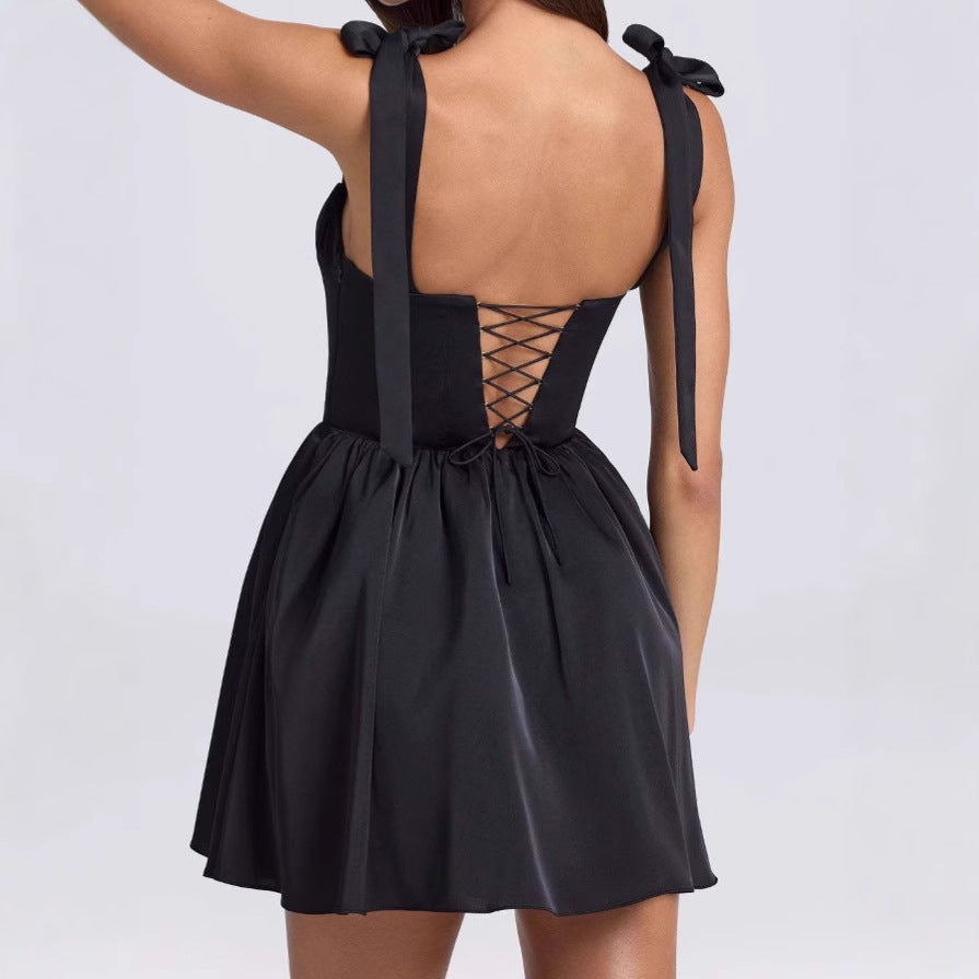 Damen luftiges Sommerkleid mit schickem Rückenausschnitt und entzückenden Schleifen R&B