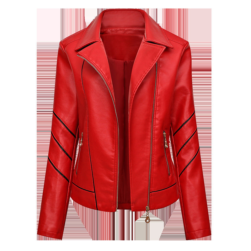 Damen modische Kunstlederjacke mit schicker Zipp-Detailierung R&B