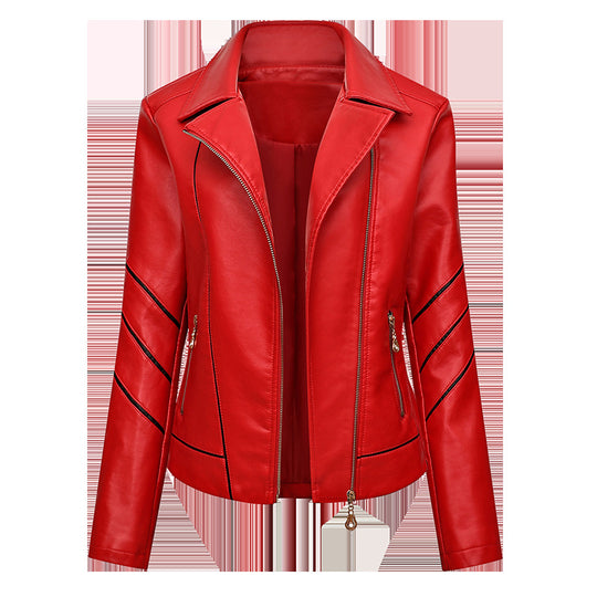 Damen modische Kunstlederjacke mit schicker Zipp-Detailierung R&B
