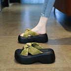 Damen Plateau-Sandalen mit trendiger Zehenpartie und eleganter Schleife R&B