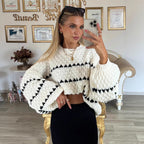 Damen modischer Pullover mit weitem Schnitt und strukturiertem Design R&B