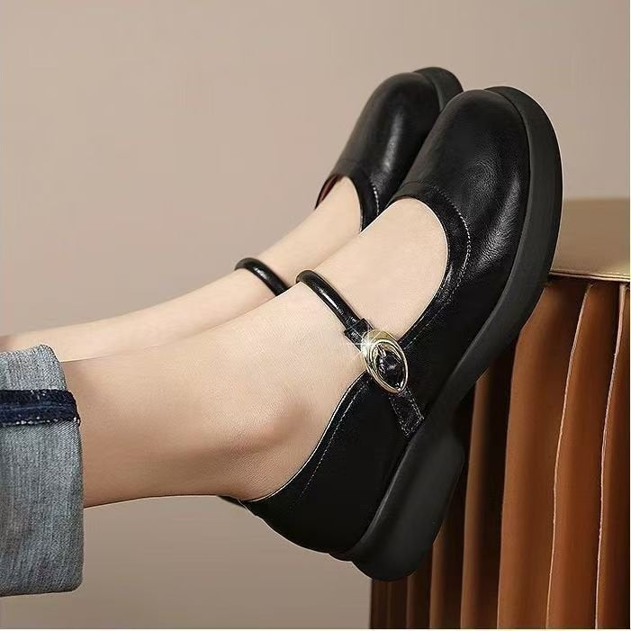 Damen Mary Jane Ballerinas mit elegantem Riemen und bequemem Fußbett R&B