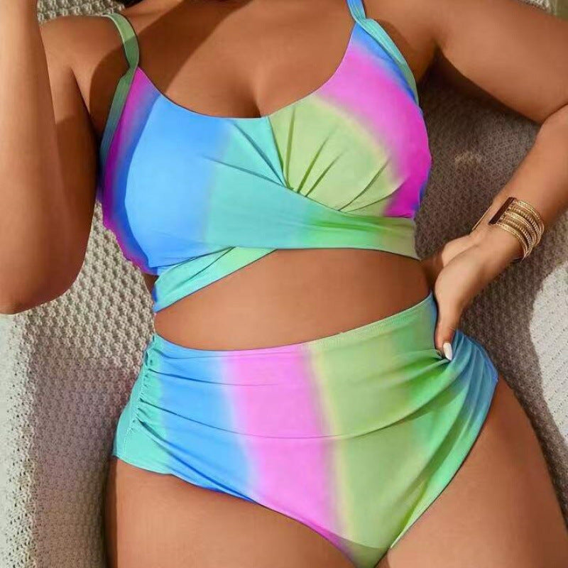 Damen Bikini-Set mit modischer Wickeloptik und hohem Bund R&B