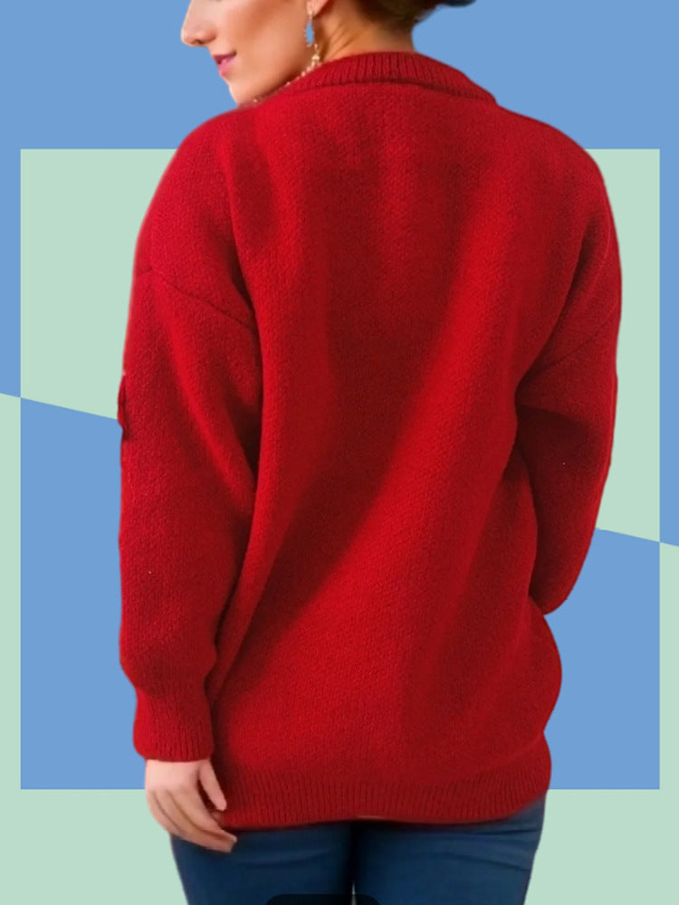 Damen Weihnachts-Pullover mit 3D-Elementen und festlichen Applikationen R&B