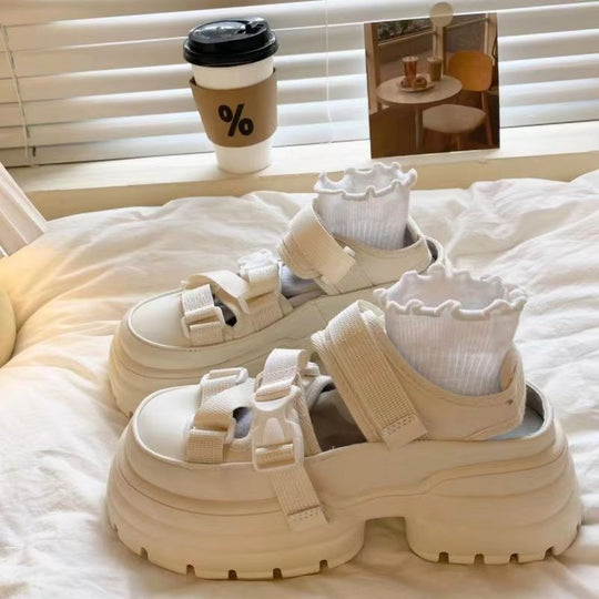 Damen Komfortable Chunky Sandalen mit verstellbaren Riemen und dämpfender Sohle R&B
