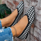 Damen Ballerinas mit kreativem Hahnentrittmuster und flexiblem Fußbett R&B