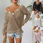 Damen luftiger Strickpullover mit floralem Dekor R&B