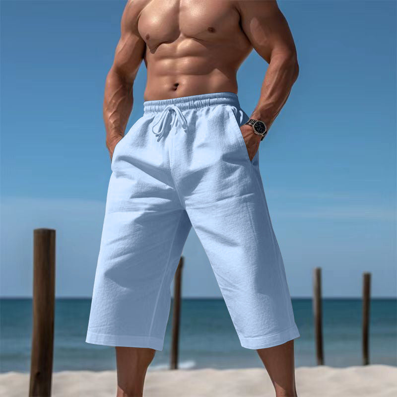 Herren nan lässige knielange Bermuda-Shorts mit elastischem Bund und Tunnelzug R&B
