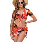 Damen Bikini-Set mit transparentem Oberteil und stylischem Wickelrock R&B