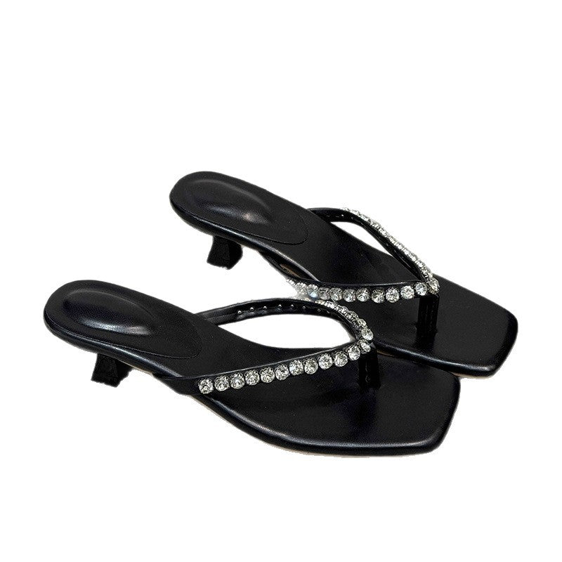 Damen Flip-Flops mit glamourösem Strassbesatz und bequemem Fußbett R&B