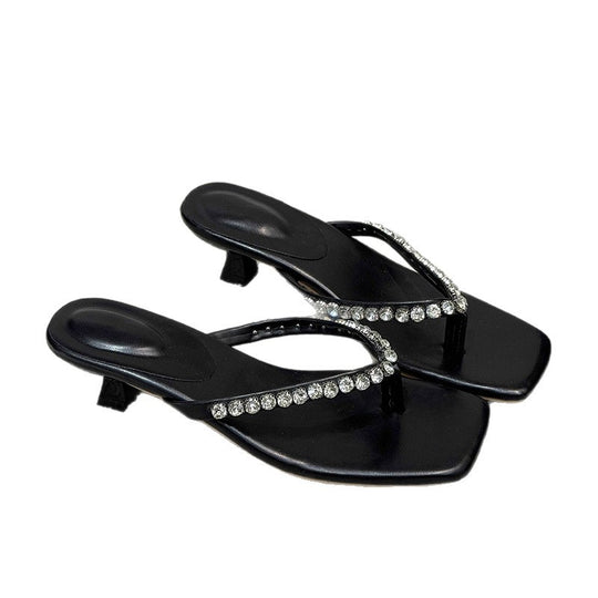Damen Flip-Flops mit glamourösem Strassbesatz und bequemem Fußbett R&B