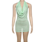 Damen Schulterfreies Minikleid mit lässigem Oversized-Ausschnitt und Glitzerakzenten R&B