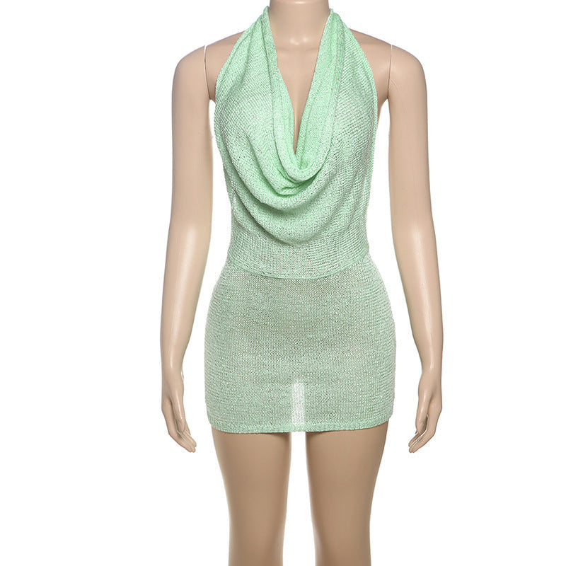 Damen Schulterfreies Minikleid mit lässigem Oversized-Ausschnitt und Glitzerakzenten R&B