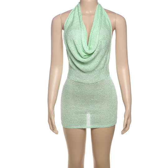 Damen Schulterfreies Minikleid mit lässigem Oversized-Ausschnitt und Glitzerakzenten R&B