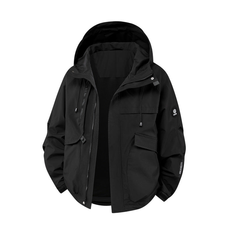 Herren technische Outdoor-Jacke mit Material und zahlreichen Reißverschlusstaschen R&B