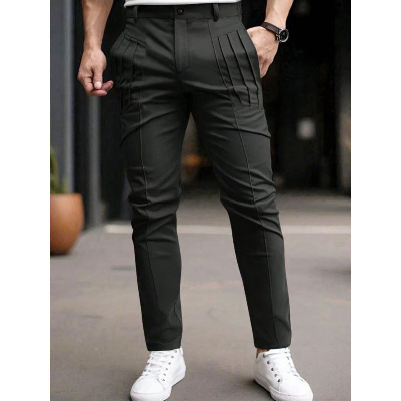 Herren Stoffhose Slim Fit mit Bundfalten