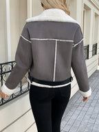 Damen modische jacke mit Kunstfellkragen und Gürtel R&B