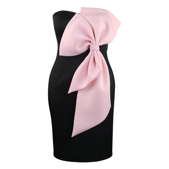 Damen Elegantes Wickelkleid mit übergroßer Schleifenapplikation R&B