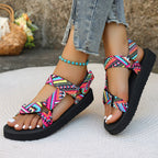 Damen Sommerliche Sport-Sandalen mit bunten Riemen und rutschfester Sohle R&B