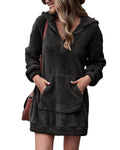 Damen Kapuzenkleid aus Kuschelfleece R&B
