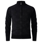 Herren elegante Strickjacke mit strukturiertem Design und hohem Stehkragen R&B
