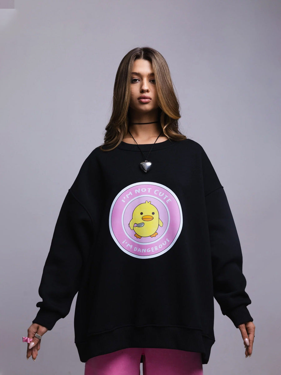 Damen lässiger Sweatshirt mit kontrastivem Druck R&B