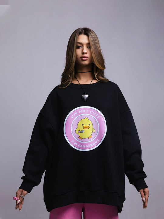 Damen lässiger Sweatshirt mit kontrastivem Druck R&B