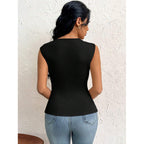 Damen Schnittiges Oberteil mit asymmetrischem Saum und figurbetontem Design R&B