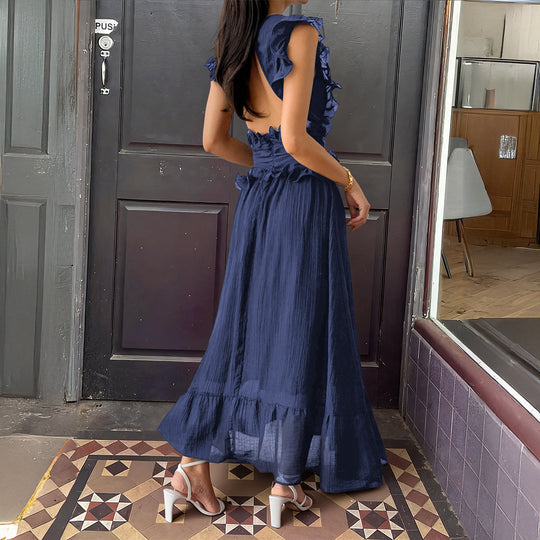 Damen Elegantes Wickelkleid mit Rüschendetails und taillierter Silhouette R&B