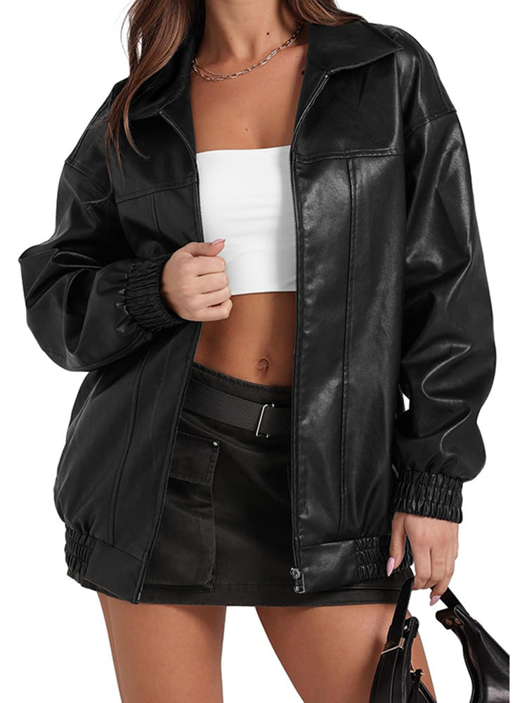 Damen Lässige Oversized-Jacke mit elastischen Bündchen und praktischen Taschen R&B