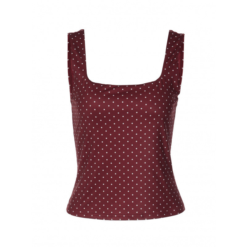 Damen Polka-Dot Top mit schmalem Schnitt und quadratischem Ausschnitt R&B
