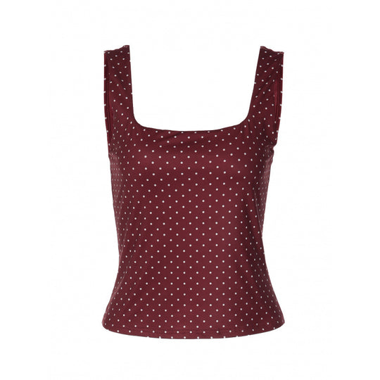 Damen Polka-Dot Top mit schmalem Schnitt und quadratischem Ausschnitt R&B