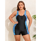 Damen Sportlicher Einteiler Badeanzug mit modischem Tierdruck R&B