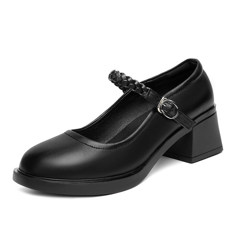 Damen Elegante Mary Jane Pumps mit geflochtenem Riemen und komfortablem Absatz R&B