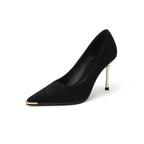 Damen schicke Stiletto-Pumps aus samtigem Obermaterial mit metallischen Akzenten R&B